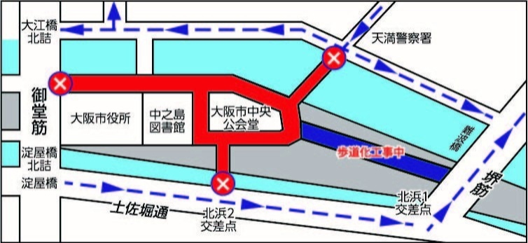 OSAKA光のルネサンス2020車両交通規制マップ